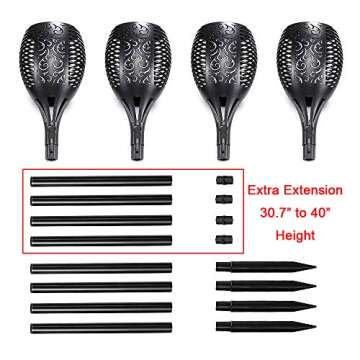 Walensee Solar Lights Outdoor Upgraded 43"(4 PACK) 96 LED Waterproof Flickering Flames Torch Lights Outdoor Solar Spotlights Landscape Decoration Lighting Dusk to Dawn Auto On/Off Security Torch Light