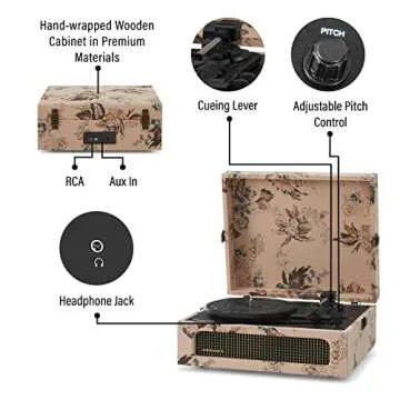 Crosley Vintage Floral Bluetooth Record Player