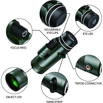 80x100 Monocular-Telescope High Powered Monocular for Adults Monocular for Smartphone Adapter Monocu...