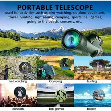 80x100 Monocular-Telescope High Powered Monocular for Adults Monocular for Smartphone Adapter Monocular Telescope Hunting Wildlife Bird Watching Travel Camping Hiking