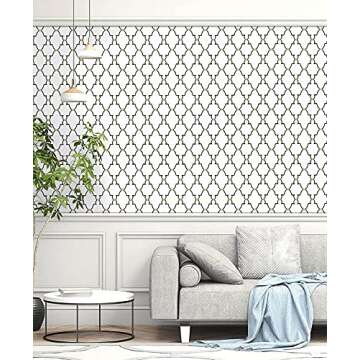 Timeet Geometric Wallpaper Peel and Stick Wallpaper 17.7 8 Trellis Removable Wallpaper Self Adhesive Wallpaper for Living Room Bedroom Shelf Liner Drawer Liner Decor