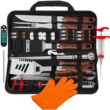 BBQ Tools Set with Glove & Corkscrew – 26pcs