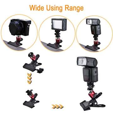 UTEBIT Tripod Camera Clip Clamp with 360 Degree Swivel Mini Ball Head 2 Pack Clip Camera Mount Photography Accessories Clamp 1/4'' Screw Black Spring Clamp for DSLR Video Photoshoot Studio
