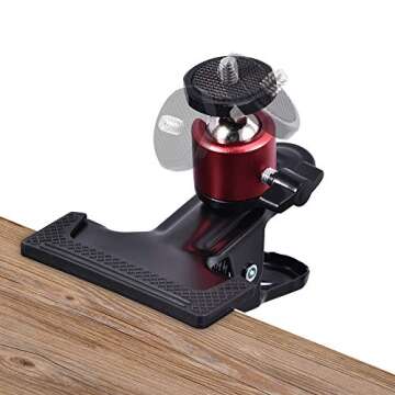 UTEBIT Tripod Camera Clip Clamp with 360 Degree Swivel Mini Ball Head 2 Pack Clip Camera Mount Photography Accessories Clamp 1/4'' Screw Black Spring Clamp for DSLR Video Photoshoot Studio