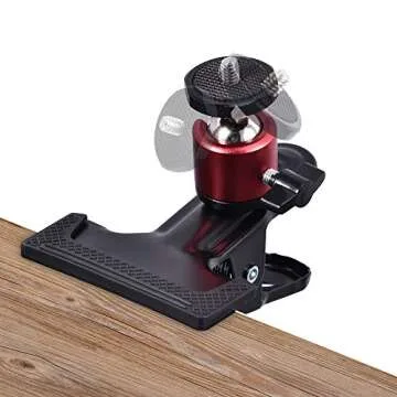 UTEBIT Tripod Camera Clip Clamp with 360 Degree Swivel Mini Ball Head 2 Pack Clip Camera Mount Photography Accessories Clamp 1/4'' Screw Black Spring Clamp for DSLR Video Photoshoot Studio