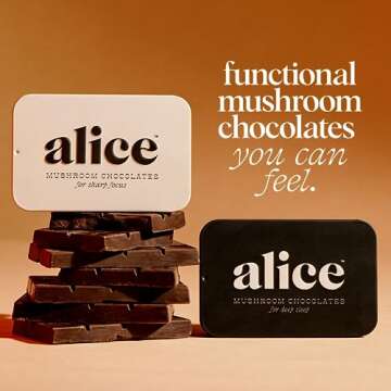 Alice Mushrooms Nightcap + Brainstorm Duo | Functional Mushroom Chocolates | Brainstorm Energy Bites for Focus, Clarity & Cognitive Function | Nightcap Supports Deep Sleep, Calm Mind, Stress Relief