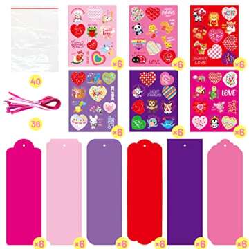 Fancy Land Valentines Bookmark Craft Kits Valentine's Day Craft for Kids Classroom Home Fun Activities 30 Pack