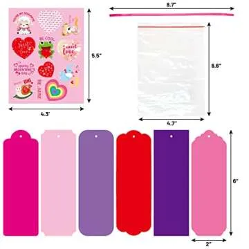 Fancy Land Valentines Bookmark Craft Kits Valentine's Day Craft for Kids Classroom Home Fun Activities 30 Pack