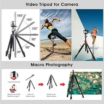 PHOSNOVA Compact Camera Tripod 62",Lightweight Travel Tripod for DSLR with 360 Degree Ball Head Detachable,Camera Monopod,11lbs Load for Video Camcorder