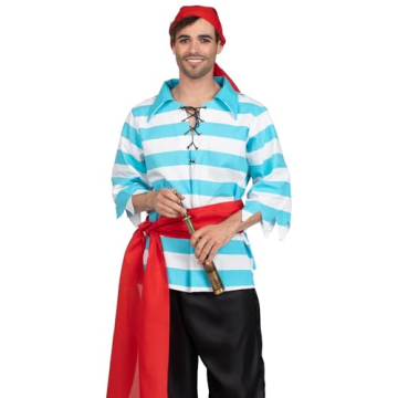 Leg Avenue 4 Piece Pillaging Pirate Costume for Men, Adult Sized, Blue/White, X-Large US