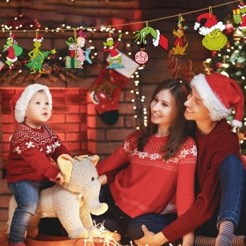 Christmas Tree Decorations Set 24 PCS, Xmas Wooden Ornaments Hanging Signs for Home Indoor Outdoor P...