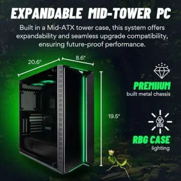 Empowered PC Mantis V2 Gamer Desktop - NVIDIA GeForce RTX 3070 (>4060 TI), Intel 12-Core i7-12700KF Processor, 32GB DDR4 RAM, 512GB NVMe SSD + 2TB HDD, WiFi, Windows 11 Home - Gaming RGB Computer