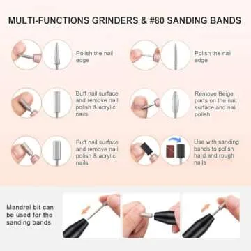 COSITTE Electric Nail Drill, USB Electric Nail Drill Machine for Acrylic Nails, Portable Electrical Nail File Polishing Tool Manicure Pedicure Efile Nail Supplies for Home and Salon Use Black