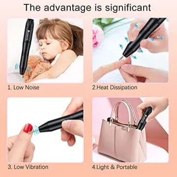 COSITTE Electric Nail Drill, USB Electric Nail Drill Machine for Acrylic Nails, Portable Electrical Nail File Polishing Tool Manicure Pedicure Efile Nail Supplies for Home and Salon Use Black