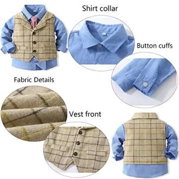 Baby Boy Gentleman Suit Set with Shirt Pants Outfits Casual Suit Khaki