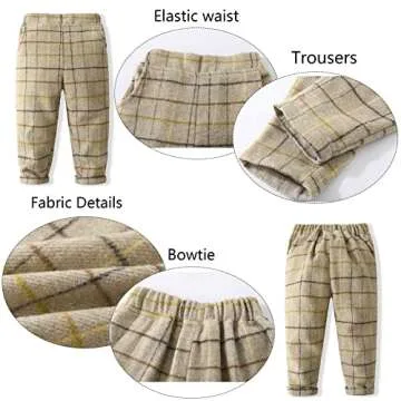 Baby Boy Gentleman Suit Set with Shirt Pants Outfits Casual Suit Khaki