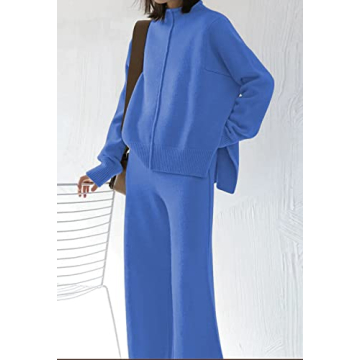 Viottiset Women's 2 Piece Lounge Sweater Set Sapphire Blue