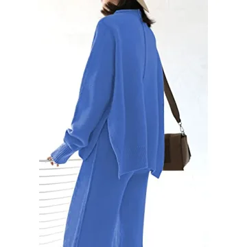 Viottiset Women's 2 Piece Lounge Sweater Set Sapphire Blue