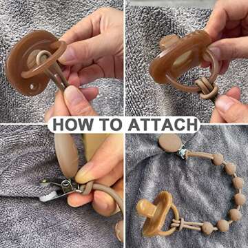 Cuddle Campus Silicone Pacifier Clip Holder with One Piece Design, Pack of 2 Soft Flexible Binky Clips with Texture for Baby Boy and Girl(6m+)