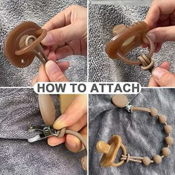 Cuddle Campus Silicone Pacifier Clip Holder with One Piece Design, Pack of 2 Soft Flexible Binky Clips with Texture for Baby Boy and Girl(6m+)