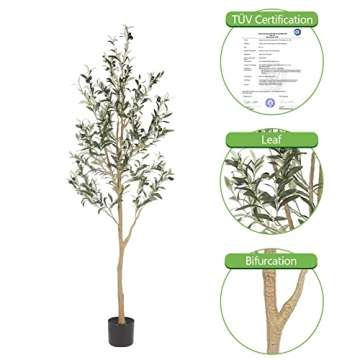 Realead 6ft Faux Olive Tree for Home and Office Decor
