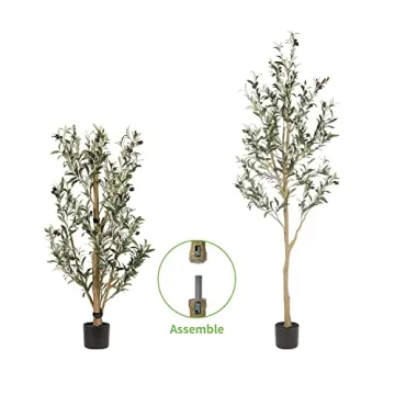 Realead 6ft Faux Olive Tree for Home and Office Decor