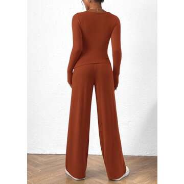 PRETTYGARDEN 2 Piece Lounge Set - Asymmetrical Top & Wide Leg Pants