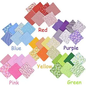 Vibrant 42-Piece Pre-Cut Cotton Fabric Set for Crafts
