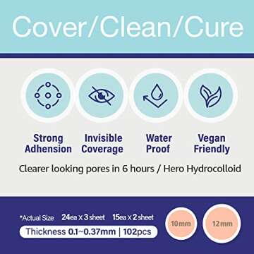 OLIVE YOUNG Care Plus Spot Pimple Patches 1Pack(102 Count) - Hydrocolloid bandages, Sticker pack for Acne, Blemishes, and Zits, (10mm*72ea+12mm*30ea)