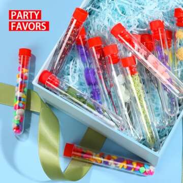 YGDZ 50pcs Plastic Test Tubes with Rack for Parties