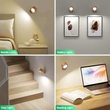 Lightbiz LED Wall Lights, Wall Sconces with Remote Rechargeable Battery Operated, 3 Color Temperatur...