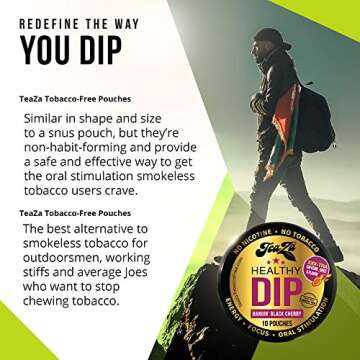 NEW Teaza Herbal Energy Pouch Mixed (4 pack) Peppermint-Tropical-Cool Mint Chill-Banging Black Cherr...