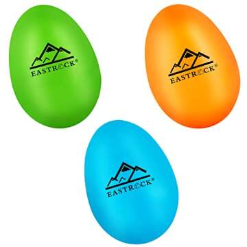 EastRock 6 PCS Plastic Egg Shaker Set Musical Hand Percussion Shakers Musical Maracas Percussion Instruments