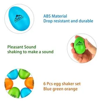 EastRock 6 PCS Plastic Egg Shaker Set Musical Hand Percussion Shakers Musical Maracas Percussion Instruments