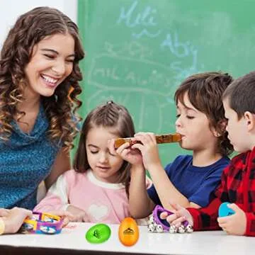 EastRock 6 PCS Plastic Egg Shaker Set Musical Hand Percussion Shakers Musical Maracas Percussion Instruments