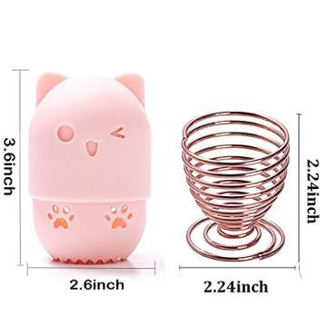 Makeup Sponge Holder, Beauty Sponge Holder + Makeup Blender Travel Case Beauty Sponge Blender Drying Stand & Storage Containers - Pink + Gold