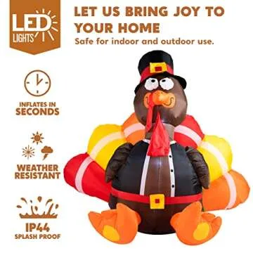 6 FT Inflatable Turkey - Festive Decoration for Thanksgiving & Halloween