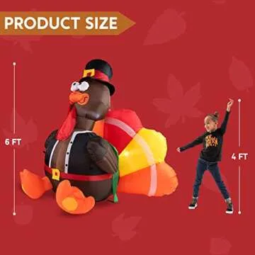 6 FT Inflatable Turkey - Festive Decoration for Thanksgiving & Halloween