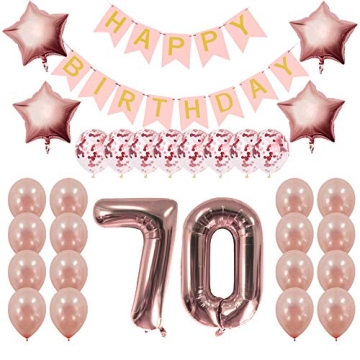 Rose Gold 70th Birthday Decorations Party Supplies Gifts for Women - Create Unique Events with Happy...