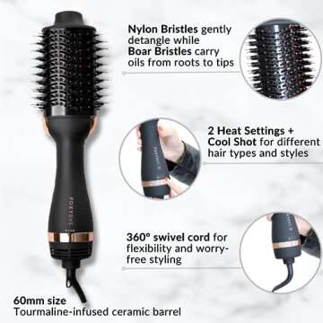 FoxyBae 60mm Hair Dryer Brush for Salon-Quality Styles