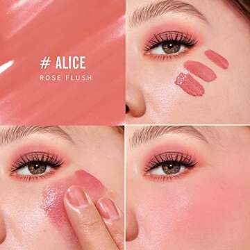 KIMUSE Liquid Blush, Soft Cream Blush Face Blush, Liquid Blush for Cheeks, Long-Wearing Pigmented Blush, Waterproof, Smudge Proof, Dewy Finish