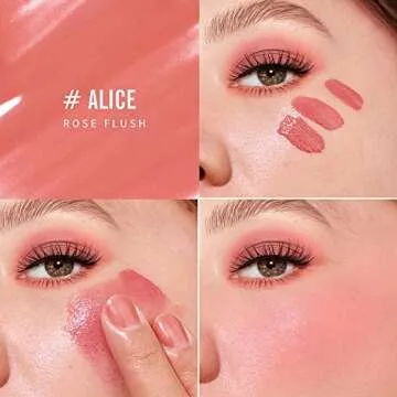 KIMUSE Liquid Blush, Soft Cream Blush Face Blush, Liquid Blush for Cheeks, Long-Wearing Pigmented Blush, Waterproof, Smudge Proof, Dewy Finish