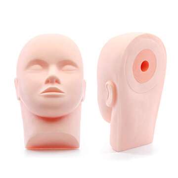 Foraineam 2-Pack Practice Training Head Rubber Cosmetology Mannequin Doll Face Head For Eyelashes Ma...