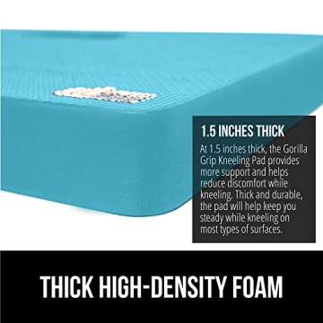 Gorilla Grip Extra Thick Kneeling Pad, Supportive Soft Foam Cushioning for Knee, Water Resistant Construction for Gardening, Bathing Baby, Workout Supplies, Lightweight, Garden Work Gifts, Turquoise