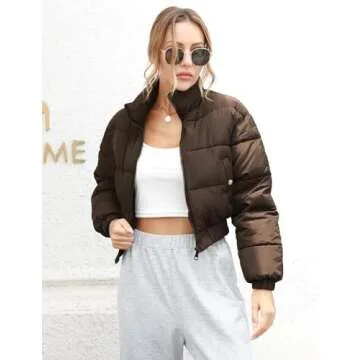 Stylish Gihuo Women's Lightweight Cropped Puffer Jacket
