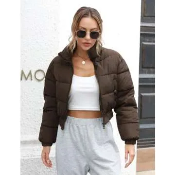 Stylish Gihuo Women's Lightweight Cropped Puffer Jacket