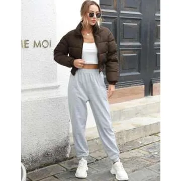 Stylish Gihuo Women's Lightweight Cropped Puffer Jacket