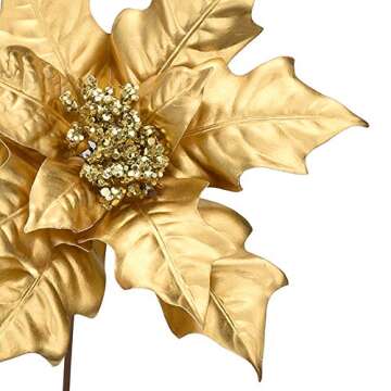 Naitmsad Cloris Art Christmas Flowers Gold Poinsettia for Xmas Holiday Decoration, 17 + 14 +10 Inch Artificial Poinsettia Flower Home Indoor Tabletop Vase Decor, Set of 6(Gold)