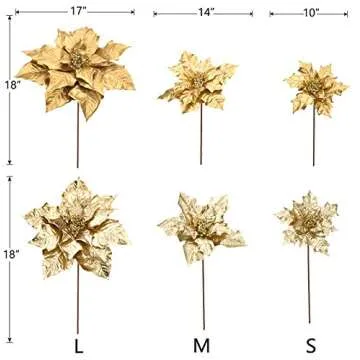 Naitmsad Gold Poinsettia Artificial Flowers for Christmas