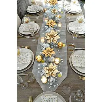 Naitmsad Gold Poinsettia Artificial Flowers for Christmas